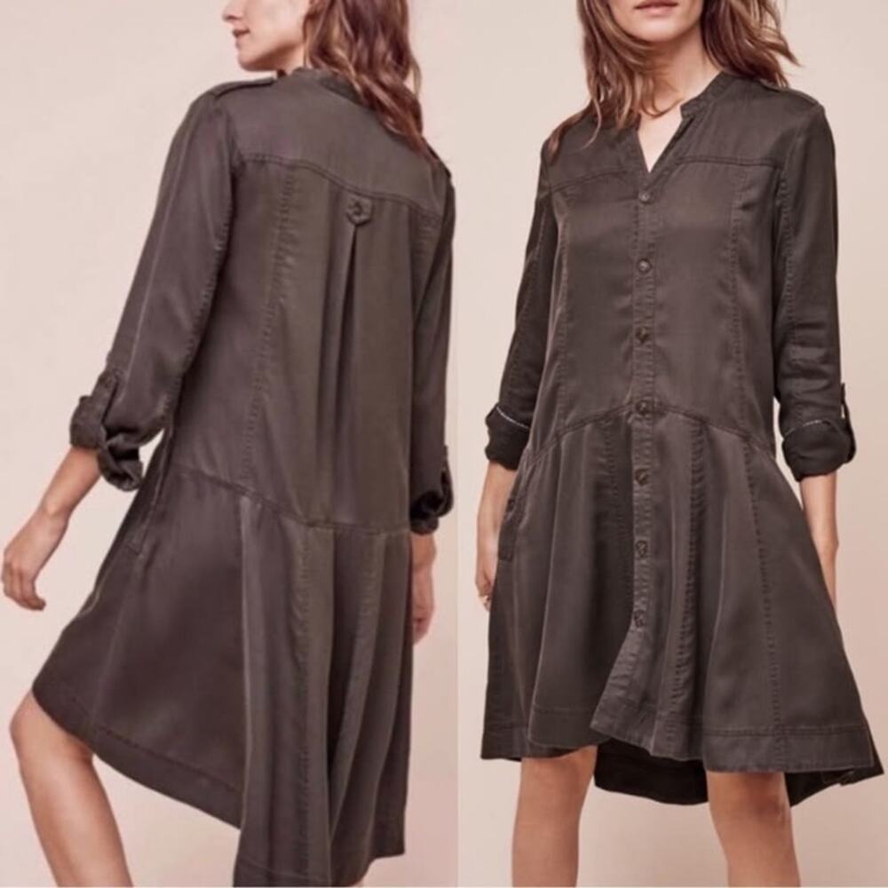 Anthropologie Holding Horses Mariona Flowing Pure Lyocell Utility Shirt Dress